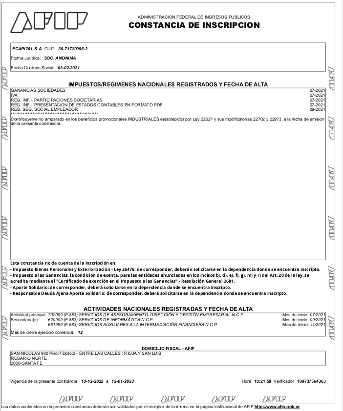 AFIP - Constancia Inscripcion